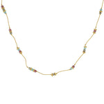 Collier doré pierres et disques dorés - PYRITE - GRENAT -