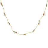 Collier doré pierres et disques dorés - PYRITE - GRENAT -