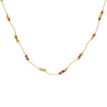 Collier doré pierres et disques dorés - ONYX ROUGE - PYRITE