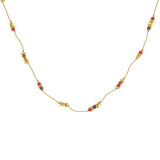 Collier doré pierres et disques dorés - ONYX ROUGE - PYRITE