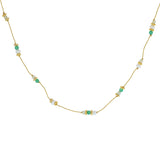 Collier doré pierres et disques dorés - ONYX VERTE -