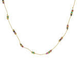 Collier doré pierres et disques dorés - ONYX VERTE - GRENAT