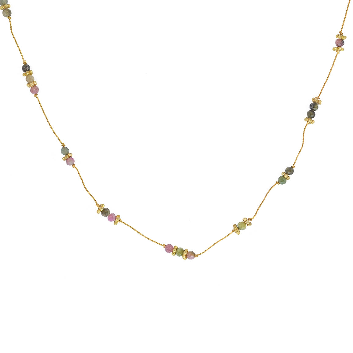 Collier doré pierres et disques dorés - TOURMALINE