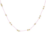 Collier doré pierres et disques dorés - QUARTZ ROSE - PIERRE