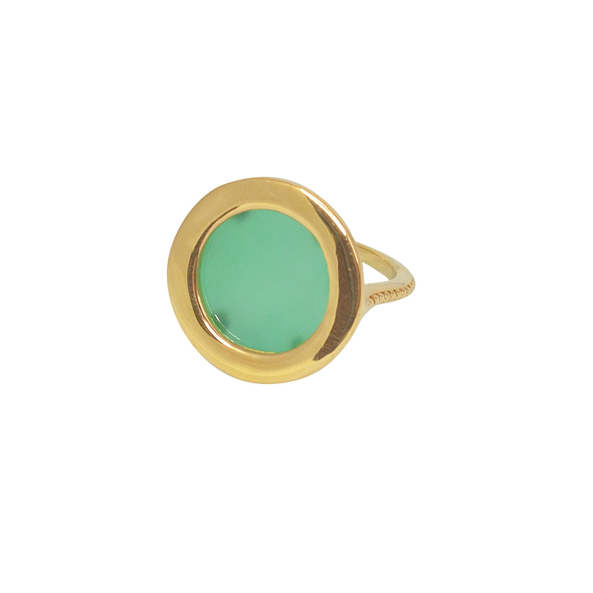 Bague dorée pierre ronde plate