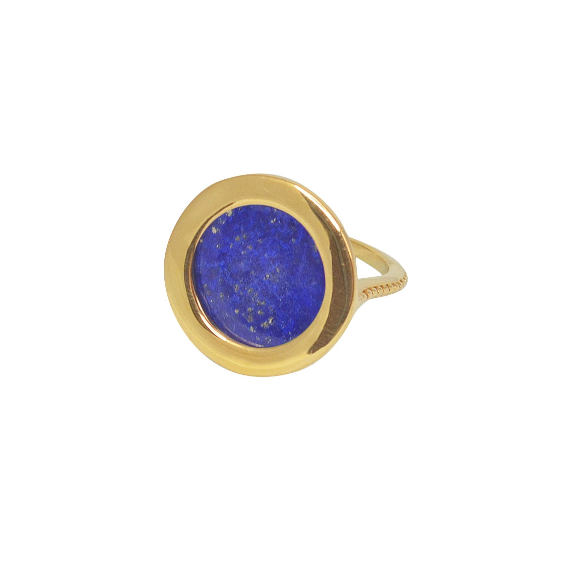 Bague dorée pierre ronde plate