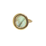 Bague dorée pierre ronde plate