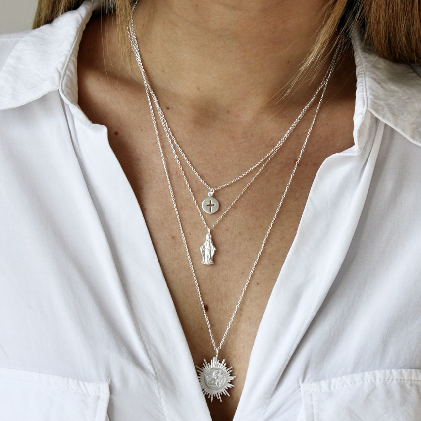 Collier argent 925 soleil ange