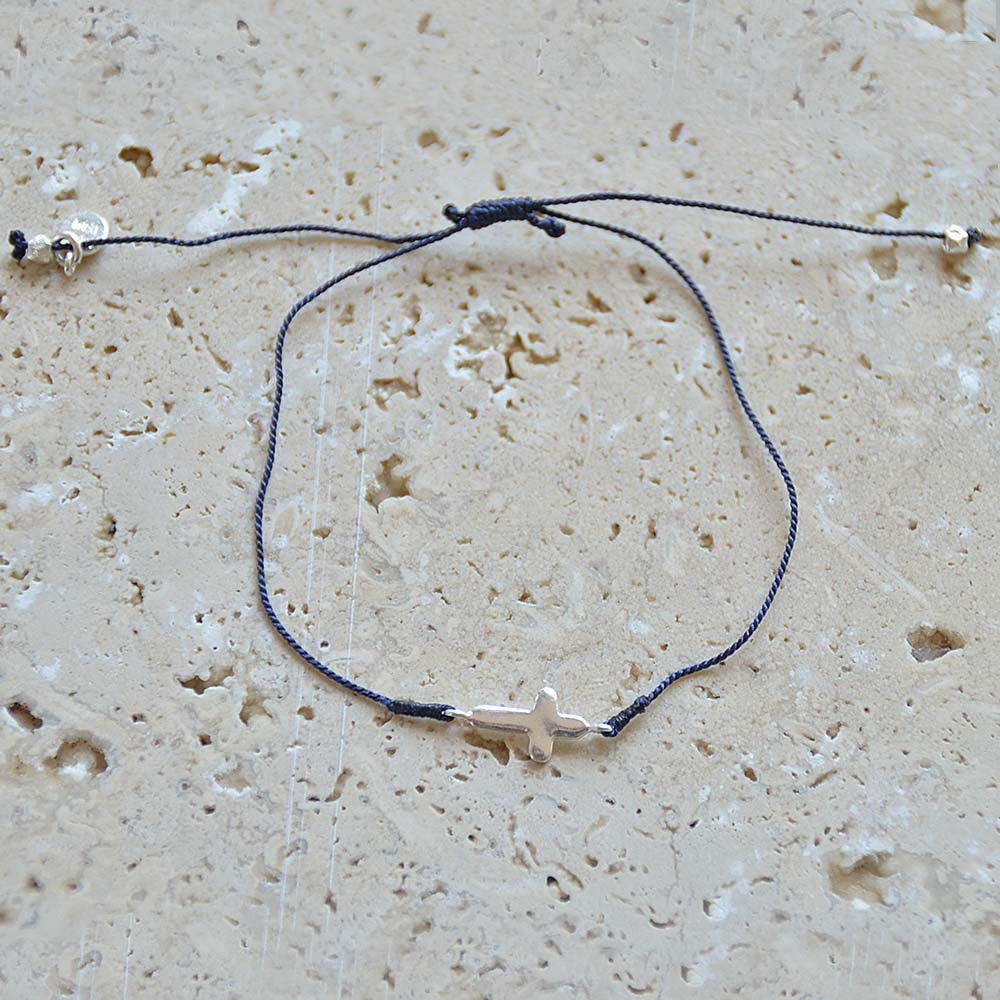 Bracelet tressé et croix argent 925