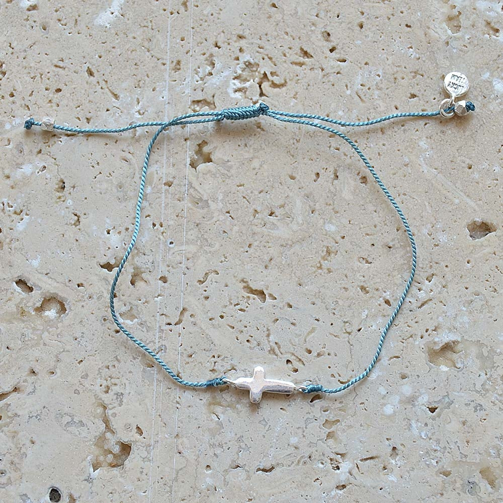 Bracelet tressé et croix argent 925