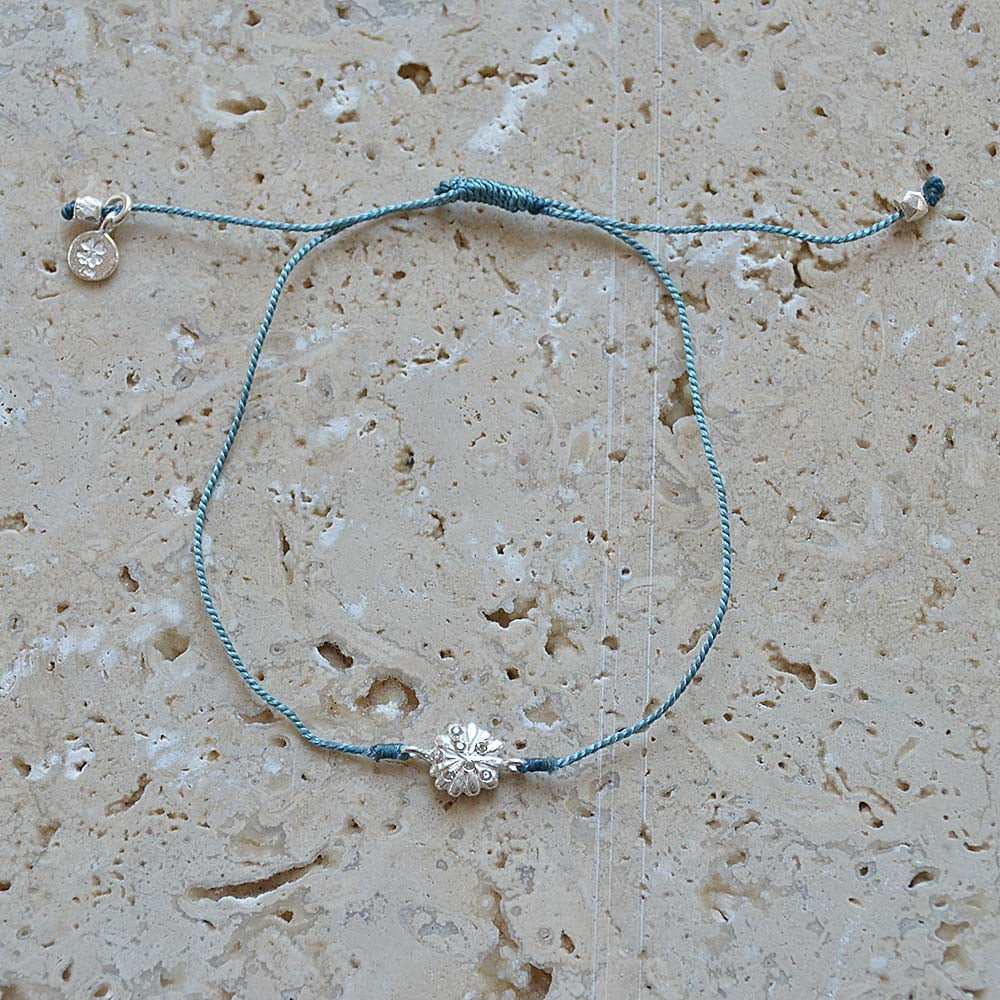 Bracelet tressé fleur argent 925 et zircons