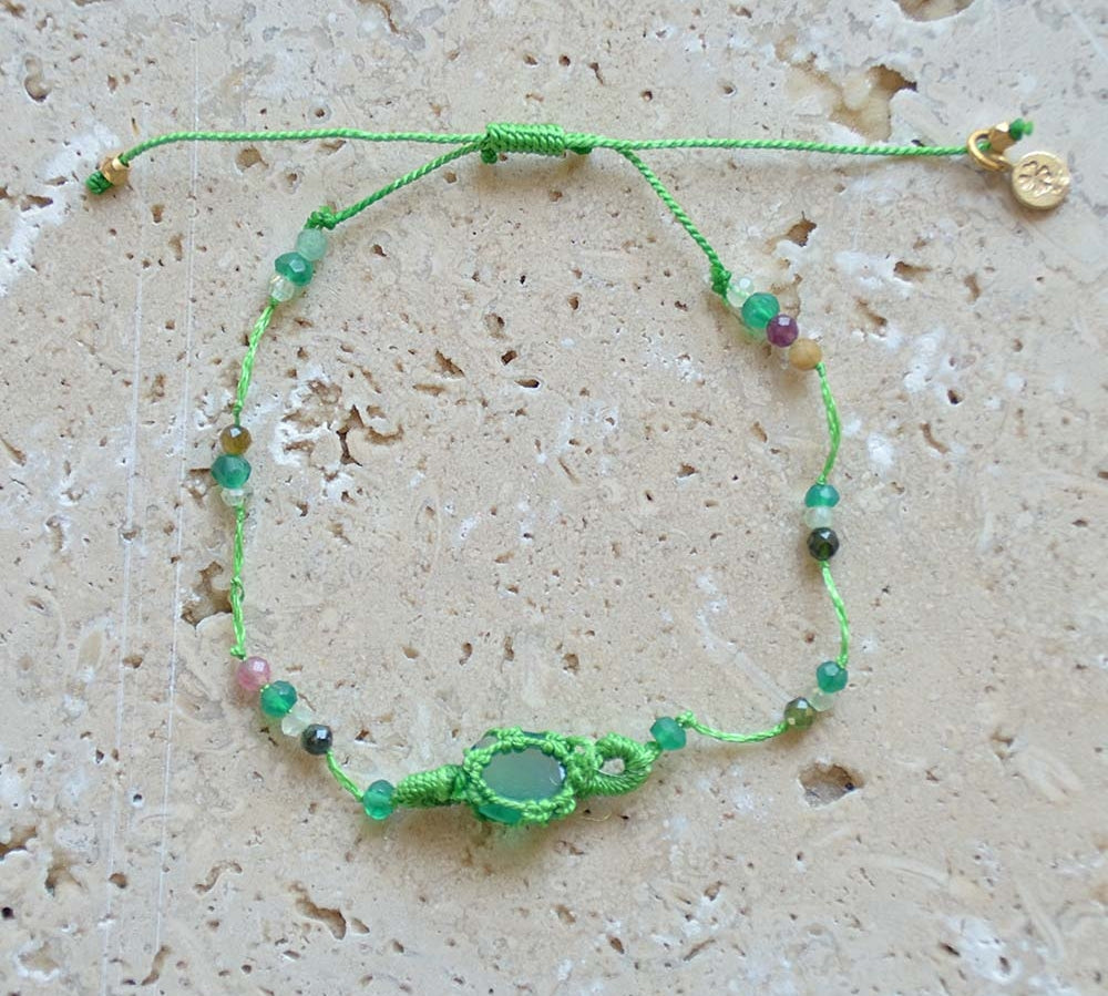 Bracelet tressére et pierres - BRACELET VERT