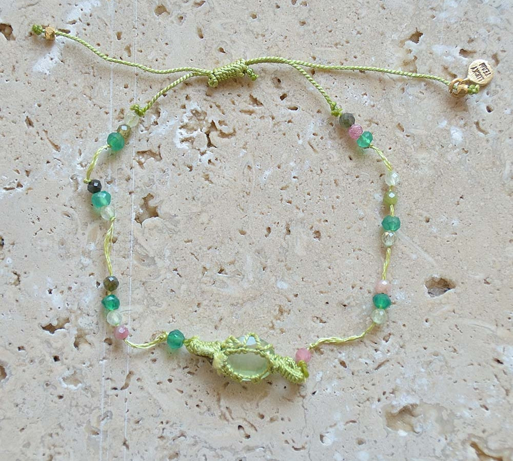 Bracelet tressére et pierres - BRACELET VERT POMME