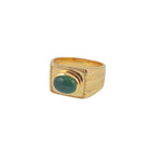 Chevalière dorée et pierre cabochon - 50 / ONYX VERTE
