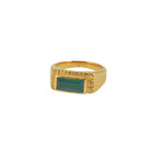 Chevaliere dorée texturée et pierre - 50 / ONYX VERTE