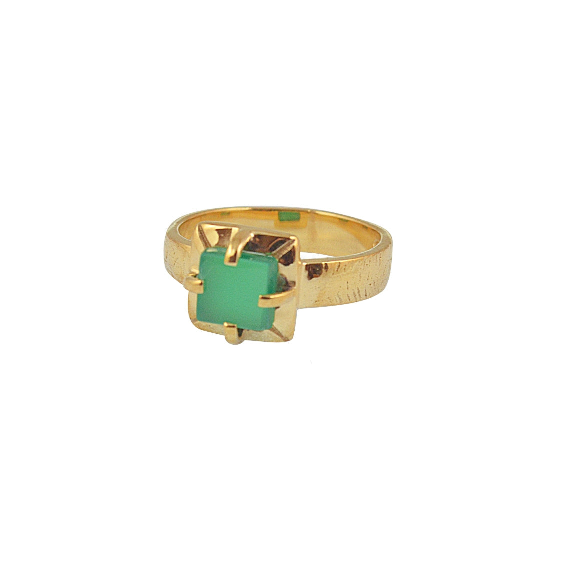 Bague dorée texturée pierre carrée 4 griffes - 50 / ONYX