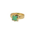 Bague dorée texturée pierre carrée 4 griffes - 50 / ONYX