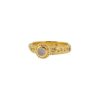 Bague dorée texturée et pierres - 50 / PIERRE DE LUNE