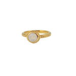 Bague dorée texturée pierre cabochon - 50 / PIERRE DE LUNE