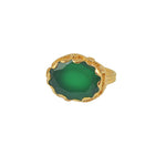 Bague dorée XXL et piere ovale