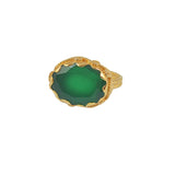 Bague dorée XXL et piere ovale