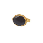 Bague dorée XXL et piere ovale