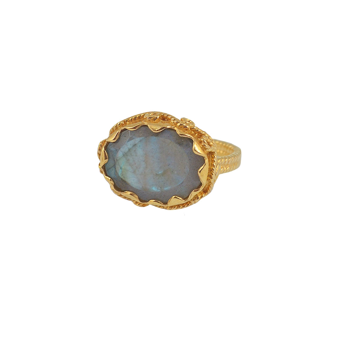 Bague dorée XXL et piere ovale