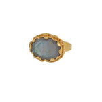 Bague dorée XXL et piere ovale