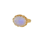Bague dorée XXL et piere ovale