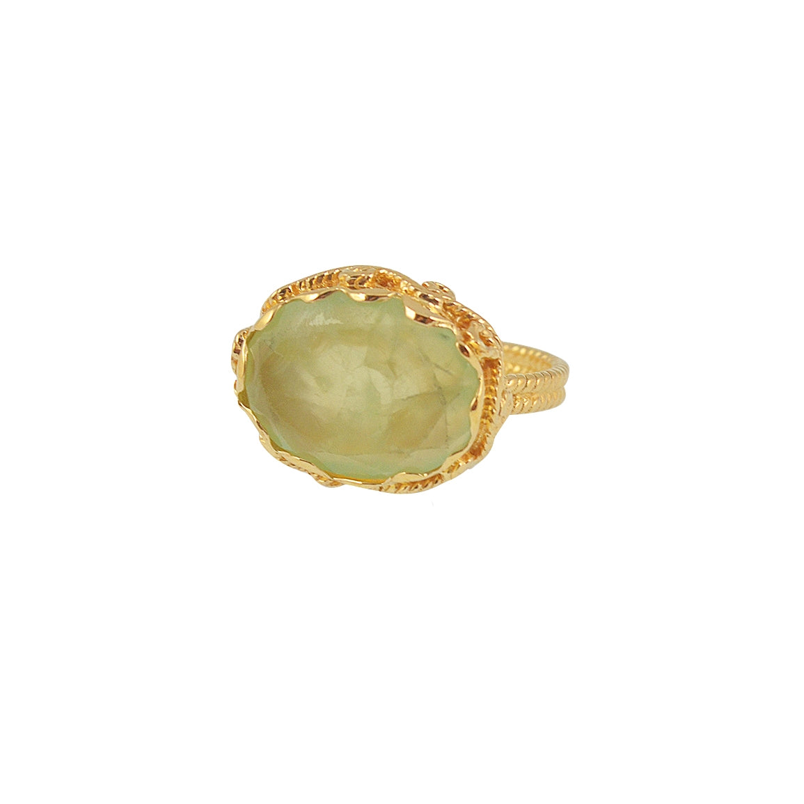 Bague dorée XXL et piere ovale