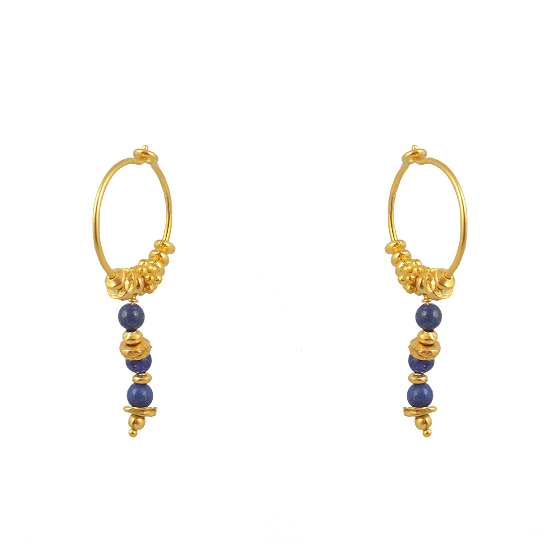 Créoles dorées et chaine pierres - LAPIS