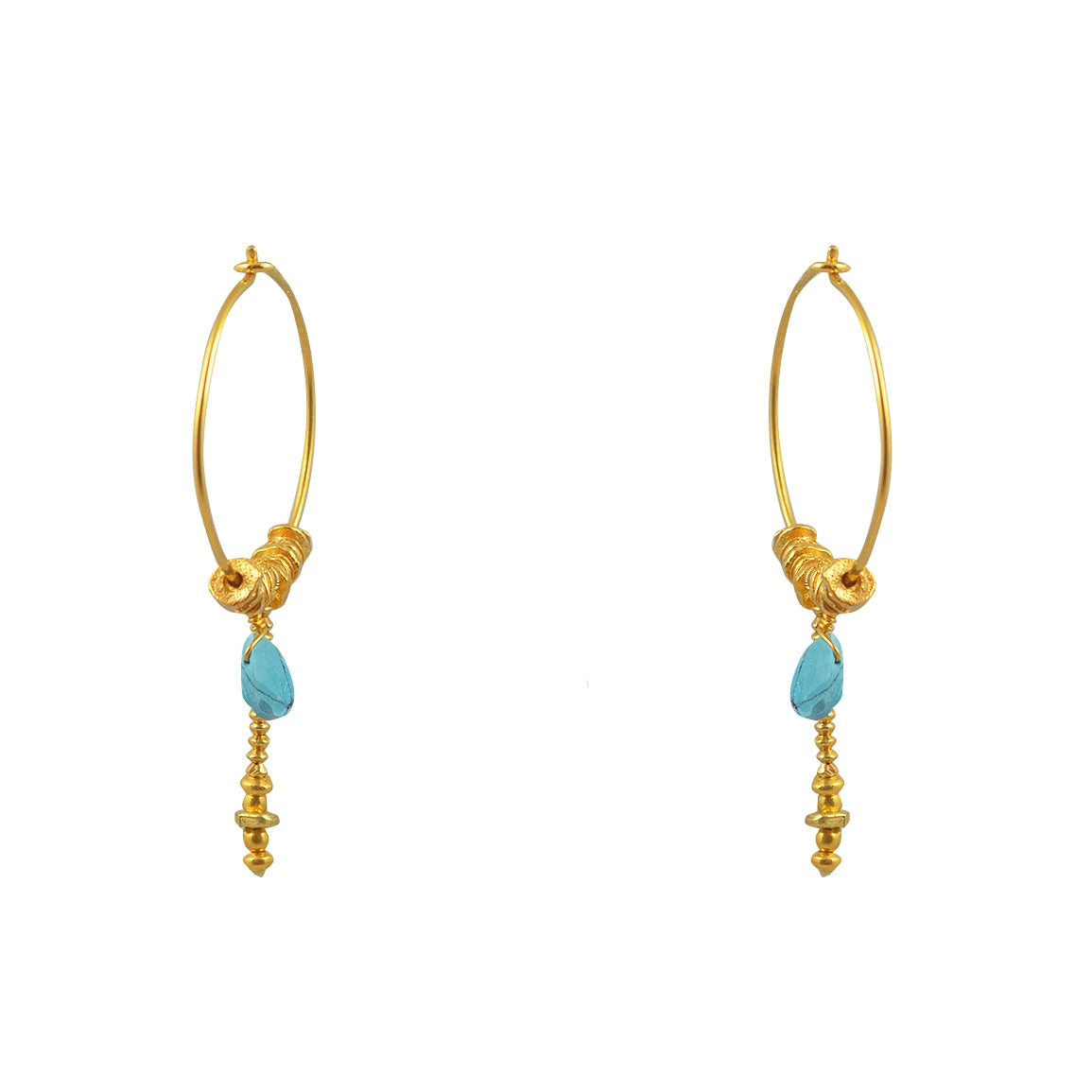Créoles dorées pierre et chaine - TURQUOISE