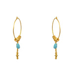 Créoles dorées pierre et chaine - TURQUOISE