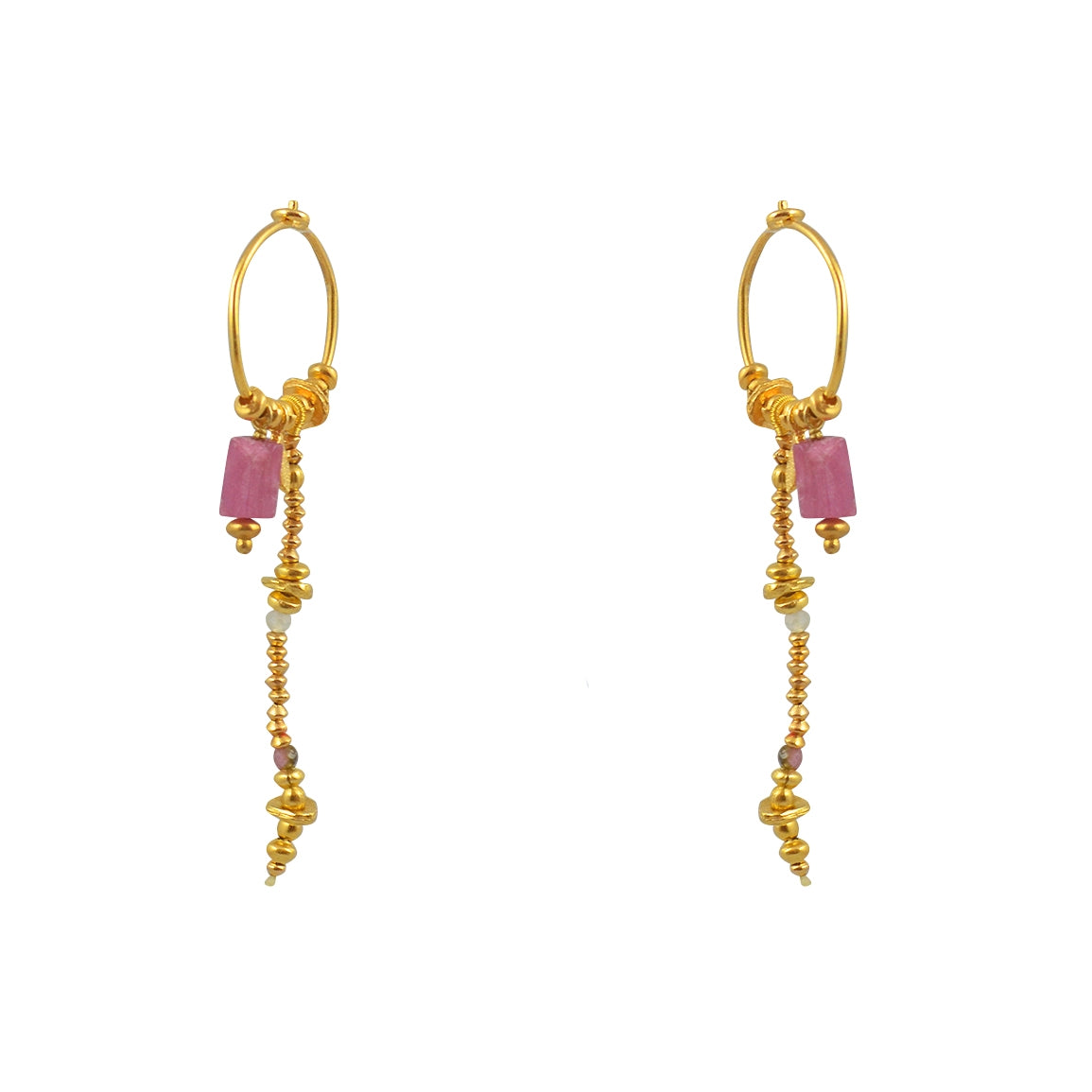 Mini créoles dorées chaine et pierres - TOURMALINE