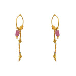 Mini créoles dorées chaine et pierres - TOURMALINE