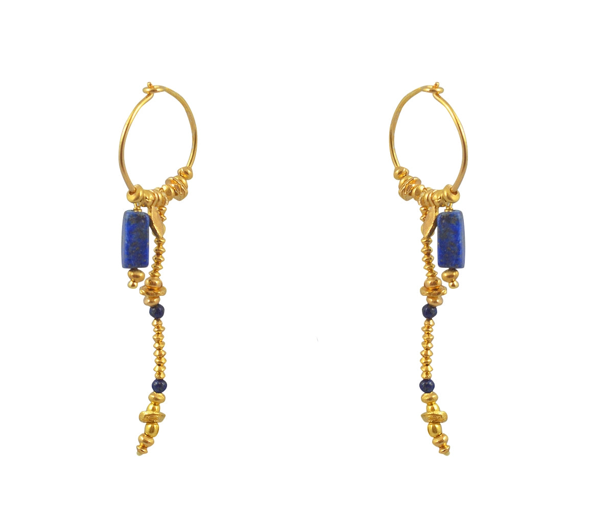 Mini créoles dorées chaine et pierres - LAPIS