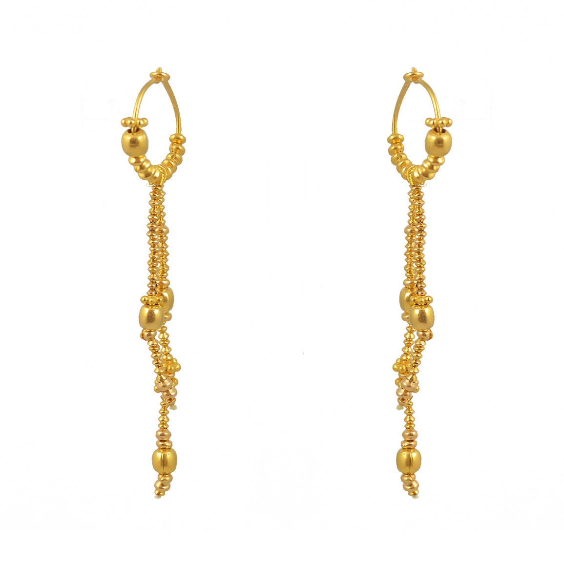 Mini créoles dorées et perles pendantes