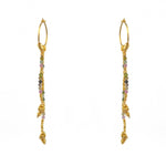 Mini créoles dorées longues chaines et pierres - TOURMALINE