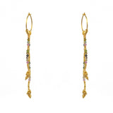 Mini créoles dorées longues chaines et pierres - TOURMALINE