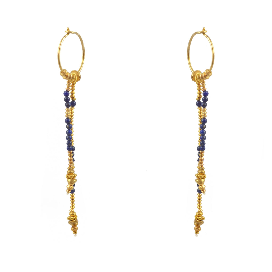 Mini créoles dorées longues chaines et pierres - LAPIS