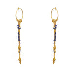 Mini créoles dorées longues chaines et pierres - LAPIS