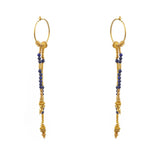 Mini créoles dorées longues chaines et pierres - LAPIS