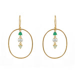 Boucles dorées anneau et multi pierres - ONYX VERTE - PERLE