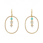 Boucles dorées anneau et multi pierres
