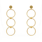 Boucles dorées anneaux soleil et pierre - TURQUOISE