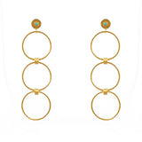 Boucles dorées anneaux soleil et pierre - TURQUOISE