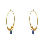 Créoles XL dorées et pierre carrée - LAPIS