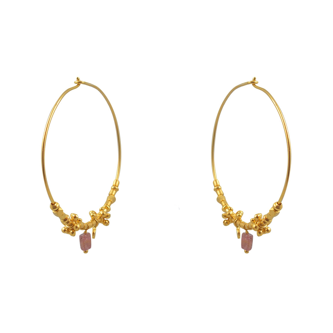 Créoles XL dorées et pierre carrée - TOURMALINE