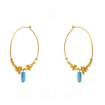 Créoles XL dorées et pierre carrée - TURQUOISE