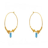 Créoles XL dorées et pierre carrée - TURQUOISE